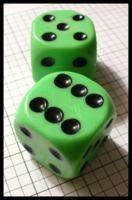 Dice : Dice - 6D - Large 1.5 Inch Pipped Green with Black Pips  - SK Collection Buy Nov 2010
